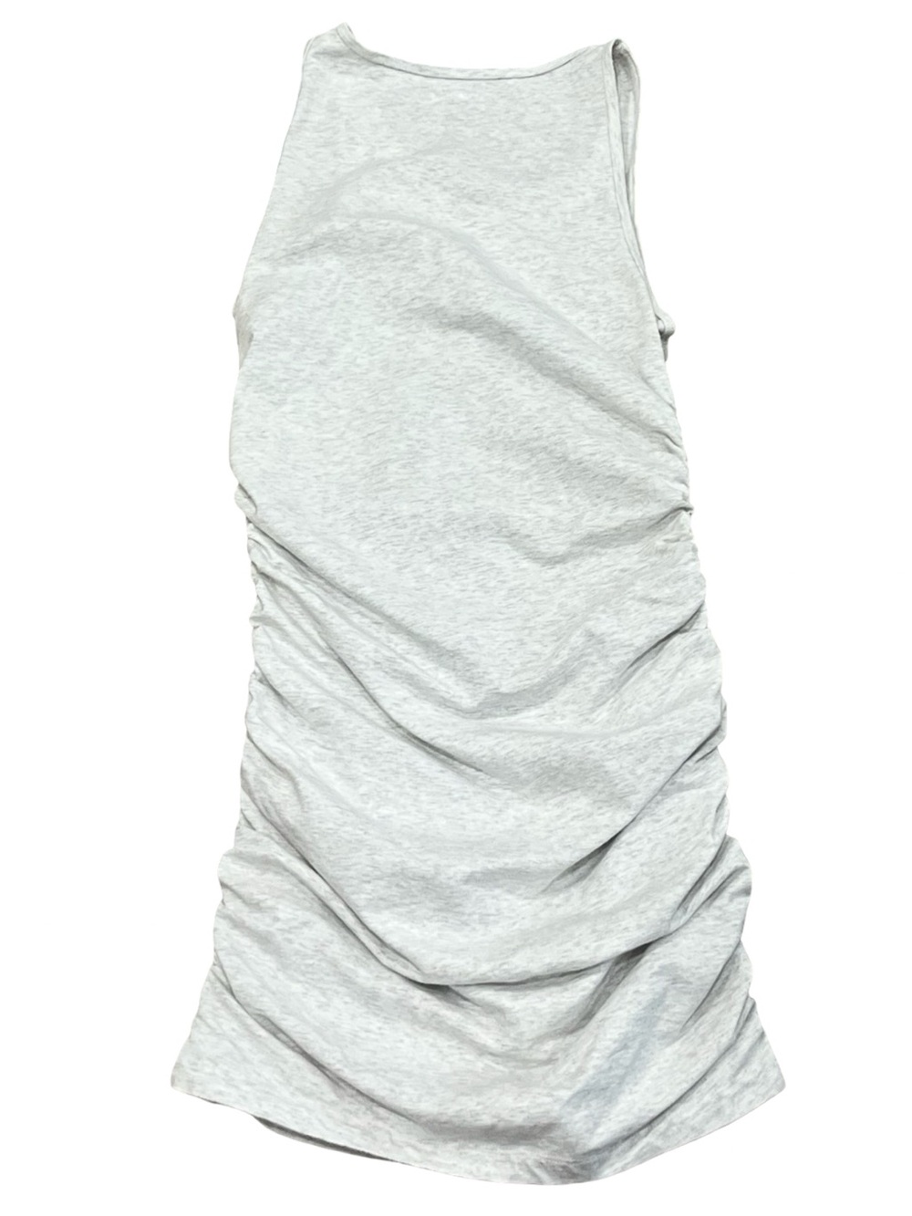 Aritzia TNA Chill Malibu Ruched Mini Dress Heather Grey Small Bodycon - Picture 12 of 13